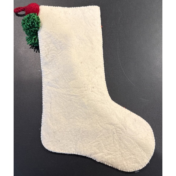 Tag Oslo Pom Pom Tassel Mushroom Felt Holiday Christmas Stocking 18" NEW - Picture 3 of 6